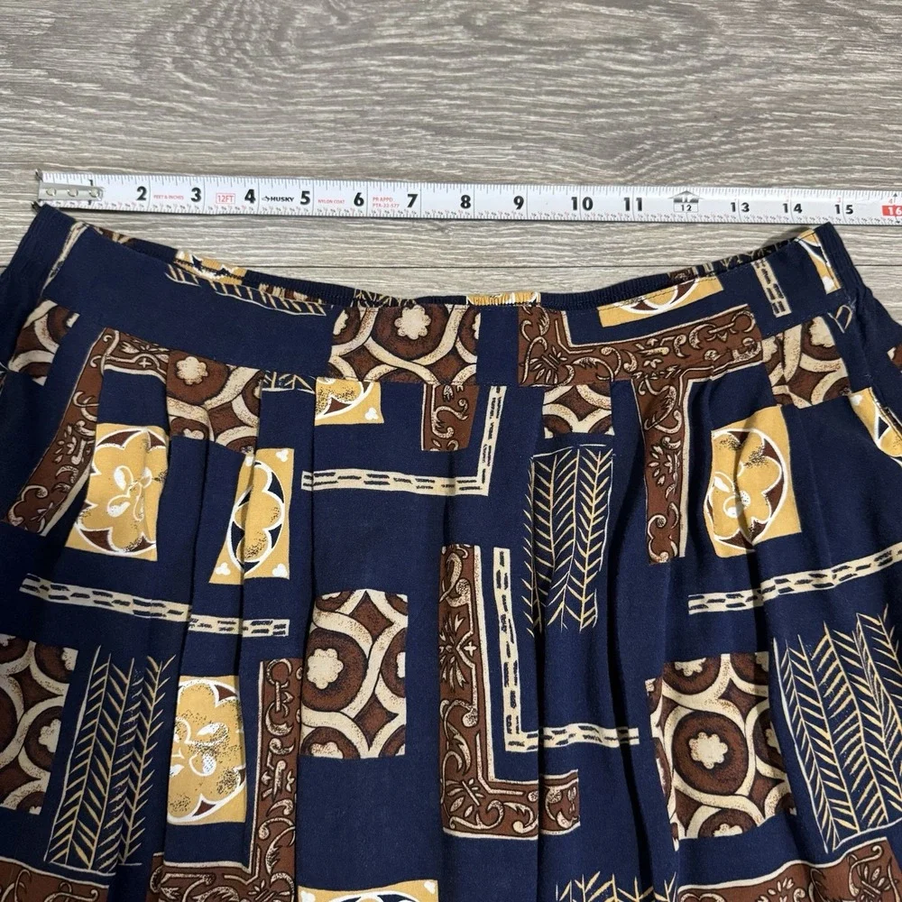 Sag Harbor 1/2 Elastic Waist Boho Midi Skirt Geometric Print Peasant Indie Large